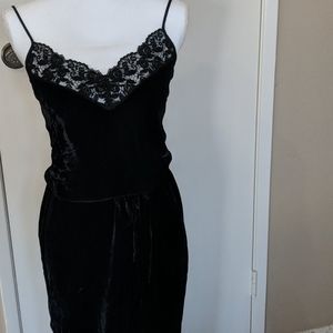 Velvet like black with lace bodice and pant bottom